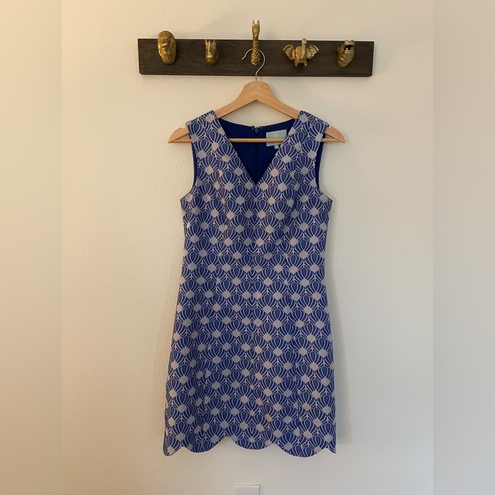 CeCe Blue Scalloped Edge Formal Dress